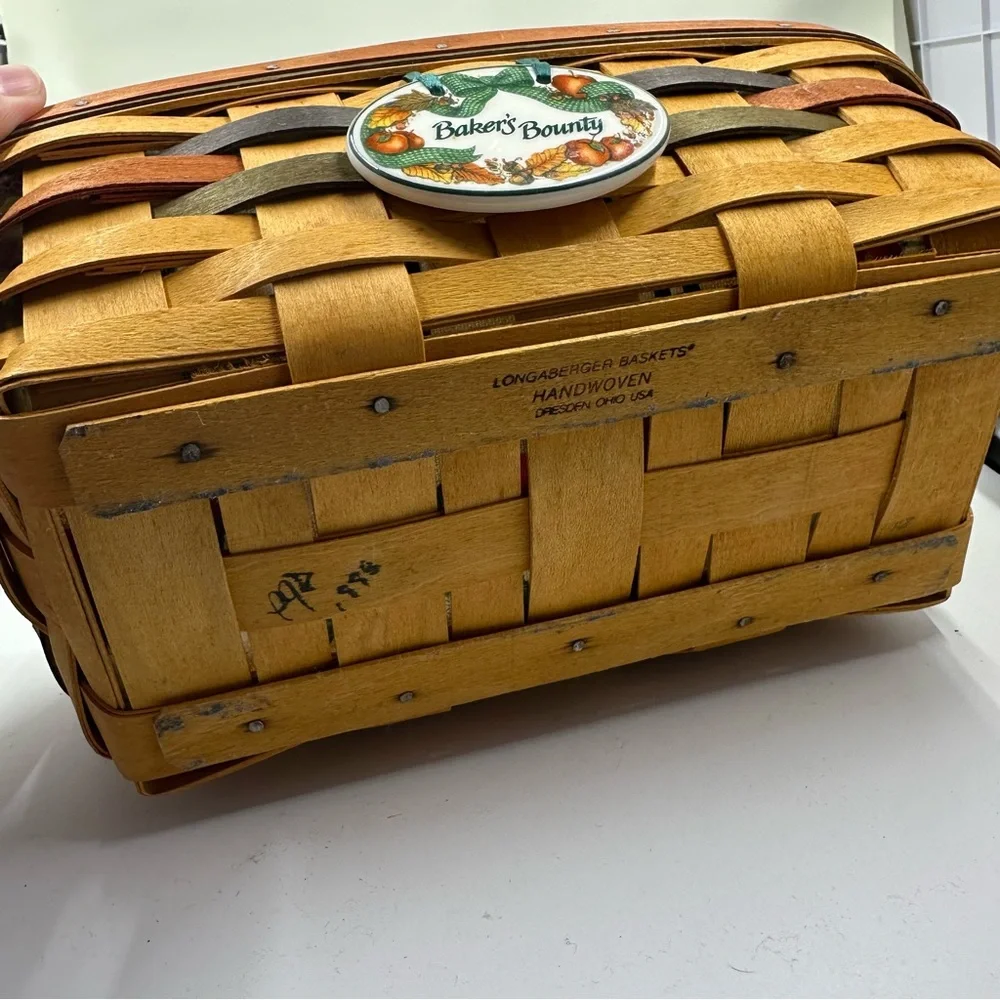 Longaberger Baker's Bounty Basket Liner‎ Protector Tie-On, Handwoven USA